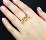 Золотое кольцо с орегонским солнечным камнем 3,28 карата Золото