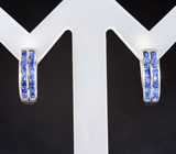 Серебряные серьги с синими сапфирами бриллиантовой огранки Серебро 925