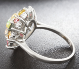 Праздничное серебряное кольцо с кристаллическими опалами и разноцветными турмалинами Серебро 925