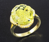 Эффектное серебряное кольцо с лимонным цитрином авторской огранки Серебро 925