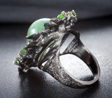 Серебряное кольцо с авантюрином и диопсидами