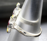 Серебряное кольцо со шпинелями 2,14 карата и цаворитами Серебро 925