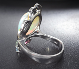 Серебряное кольцо с кристаллическим эфиопским опалом 7,4 карата, турмалином, аквамарином, зеленым аметистом и разноцветными сапфирами Серебро 925