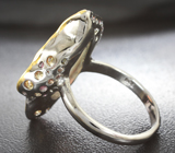 Серебряное кольцо с кристаллическим эфиопским опалом 5,95 карата и разноцветными сапфирами Серебро 925