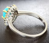 Чудесное серебряное кольцо с бирюзой и синими сапфирами Серебро 925