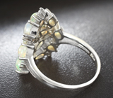 Замечательное серебряное кольцо с кристаллическими эфиопскими опалами Серебро 925