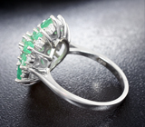Великолепное серебряное кольцо с изумрудами Серебро 925
