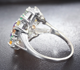 Праздничное серебряное кольцо с аметистами, разноцветными сапфирами и изумрудами Серебро 925