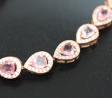 Чудесный серебряный браслет с розовыми турмалинами Серебро 925