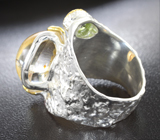 Серебряное кольцо с «призрачным» кварцем и перидотом Серебро 925