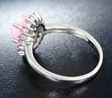 Изящное серебряное кольцо с розовым перуанским опалом и пурпурными сапфирами Серебро 925