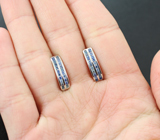 Сербряные серьги с синими и голубыми сапфирами бриллиантовой огранки Серебро 925