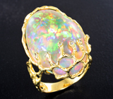 Золотое кольцо с фантастическим крупным опалом 20,97 карата и бриллиантами Золото