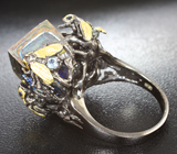 Серебряное кольцо с висмутом, ограненными эфиопскими опалами и сапфирами Серебро 925
