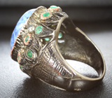 Серебряное кольцо с содалитом и изумрудами Серебро 925