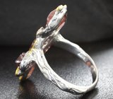 Серебряное кольцо с грубообработанными шпинелями 8,37 карата и розовыми сапфирами Серебро 925
