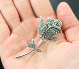 Серебряная брошь с марказитами Серебро 925