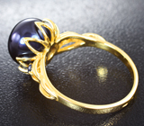 Золотое кольцо с цветной морской жемчужиной 6,19 карата и синими сапфирами! Титановый люстр Золото