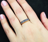 Серебряное кольцо с синими сапфирами бриллиантовой огранки Серебро 925