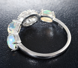 Изящное серебряное кольцо с кристаллическими эфиопскими опалами Серебро 925