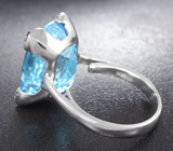 Серебряное кольцо с голубым топазом 23,93 карата и синими сапфирами Серебро 925