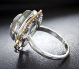 Серебряное кольцо с празиолитом 16,74 карата и аметистами Серебро 925