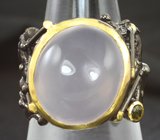 Серебряное кольцо с розовым кварцем и турмалином