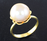 Золотое кольцо с крупной морской жемчужиной 11,38 карата! Натуральный цвет Золото