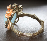 Серебряное кольцо с аквамарином, аметистом и родолитом