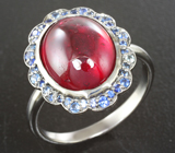 Серебряное кольцо с рубином 8,75 карата и синими сапфирам Серебро 925