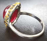 Серебряное кольцо с рубином 11,59 карата и синими сапфирами Серебро 925