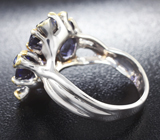 Серебряное кольцо с иолитами 5,34 карата и синими сапфирами Серебро 925