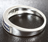 Стильное серебряное кольцо с синими сапфирами бриллиантовой огранки и бесцветными топазами Серебро 925