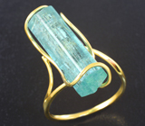 Золотое кольцо с кристаллом забайкальского аквамарина цвета морской волны 11,18 карата Золото