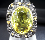 Серебряное кольцо с крупным лимонным цитрином Серебро 925