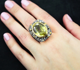 Серебряное кольцо с крупным лимонным цитрином Серебро 925