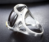 Серебряное кольцо с ониксом и голубыми топазами Серебро 925