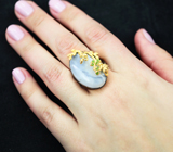 Серебряное кольцо с голубым опалом, диопсидами и родолитами Серебро 925