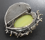 Серебряная брошь с желтым опалом и синими сапфирами Серебро 925