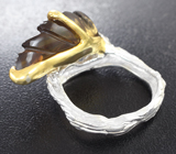 Серебряное кольцо с резным цитрином и диопсидами Серебро 925