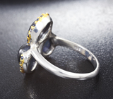 Серебряное кольцо cо звездчатыми 9,02 карата и синими сапфирами Серебро 925