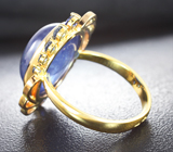 Золотое кольцо с кабошоном 16,68 карата и ограненными сапфирами Золото