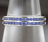 Серебряное кольцо с синими сапфирами бриллиантовой огранки Серебро 925