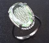 Оригинальное серебряное кольцо с зеленым аметистом Серебро 925