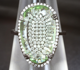 Оригинальное серебряное кольцо с зеленым аметистом Серебро 925