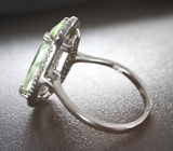 Оригинальное серебряное кольцо с зеленым аметистом Серебро 925