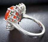 Праздничное серебряное кольцо с карнелианом и разноцветными турмалинами Серебро 925