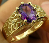 Ажурное кольцо с аметистом Золото