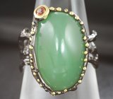 Серебряное кольцо с хризопразом и гранатом Серебро 925
