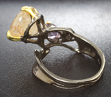 Серебряное кольцо с рутиловым кварцем и аметистами